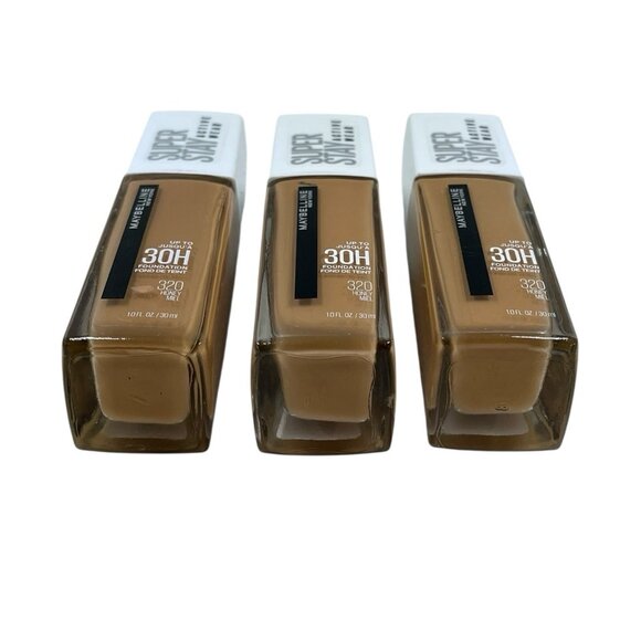 Maybelline Superstay Full Coverage 30 Hour Foundation 320 Honey Meil 3PK New - Picture 3 of 8